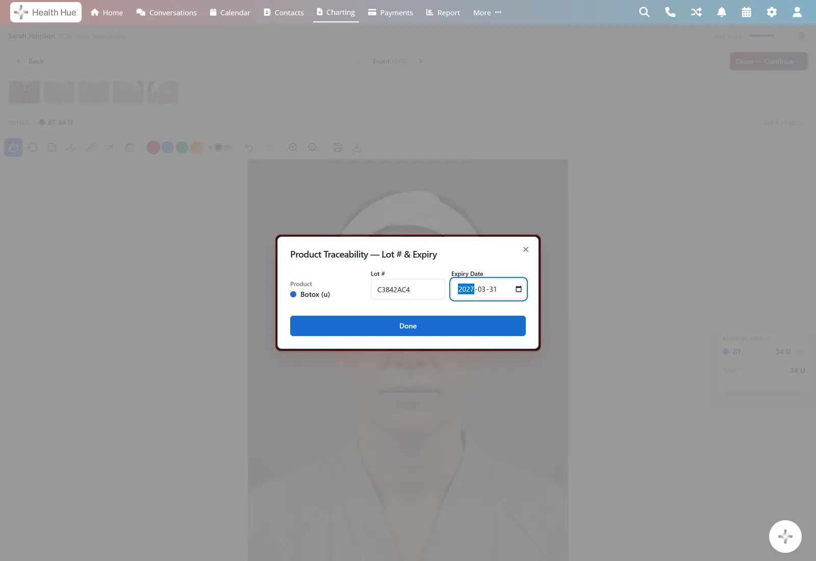 Lot and expiry in the Health Hue Hub.