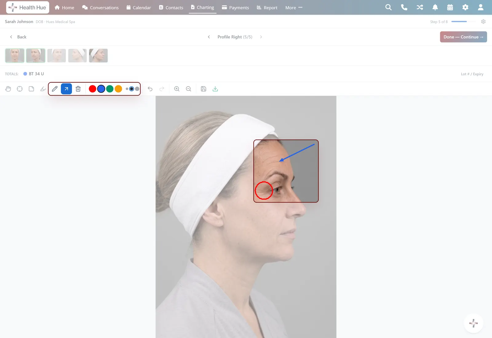 Pen and arrow in the Health Hue Hub.