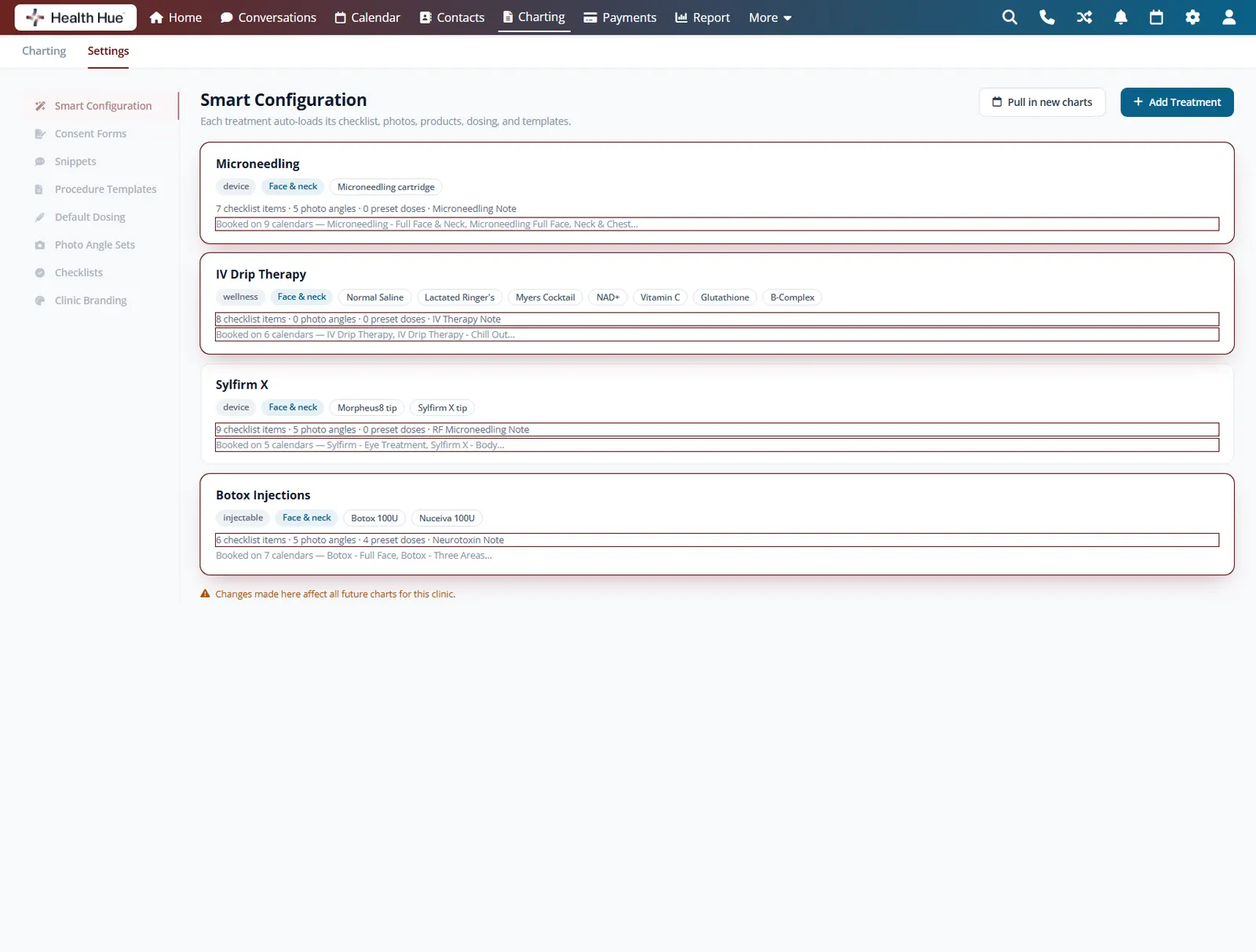 Everything a treatment needs in the Health Hue Hub.