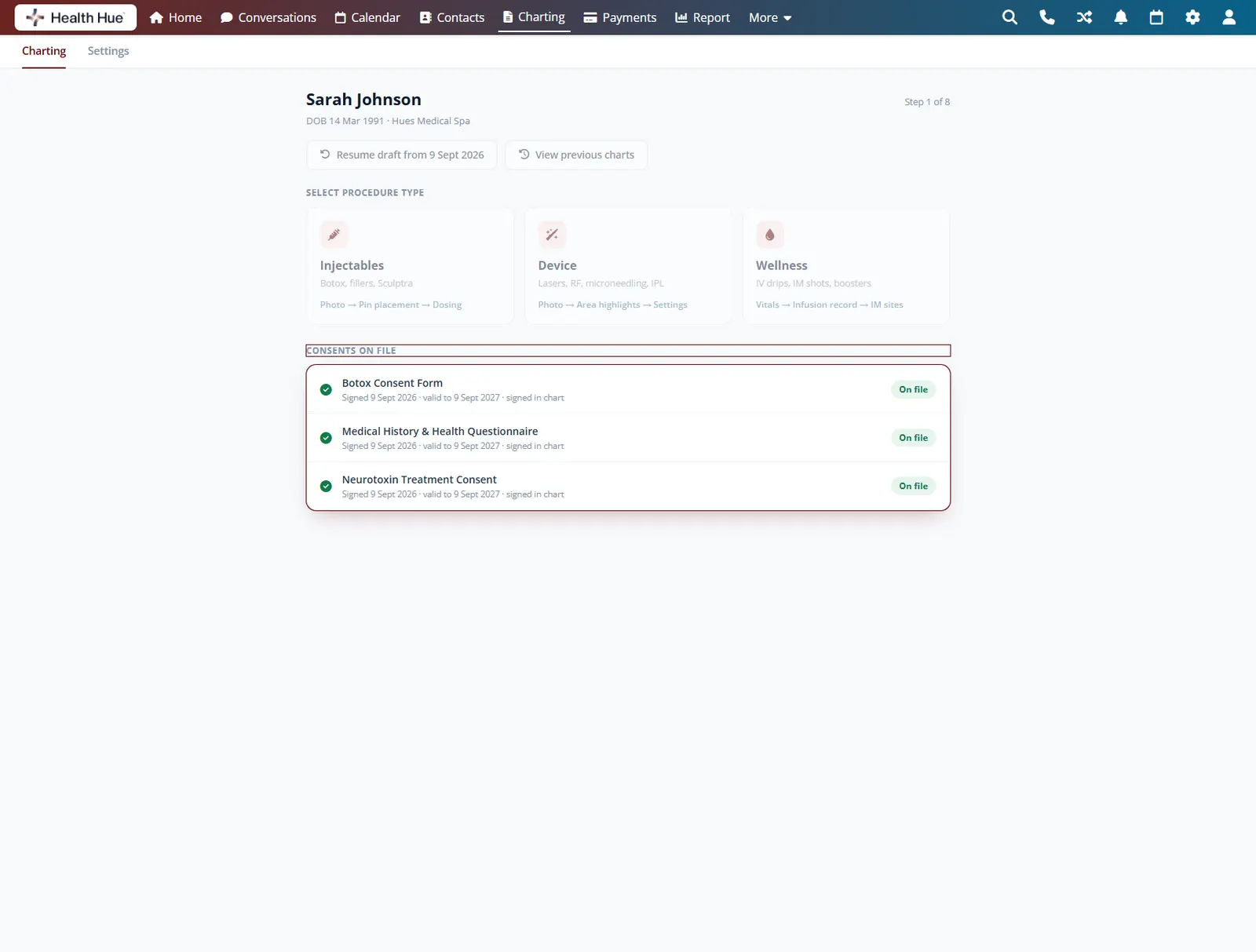 On the chart, at the start in the Health Hue Hub.