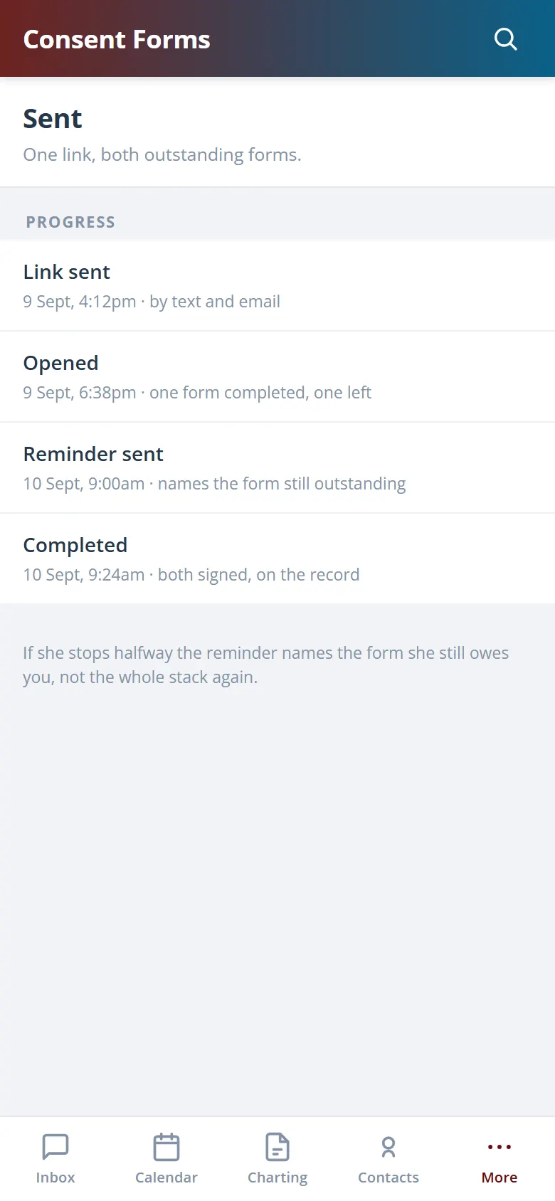 Health Hue Hub consent forms on mobile