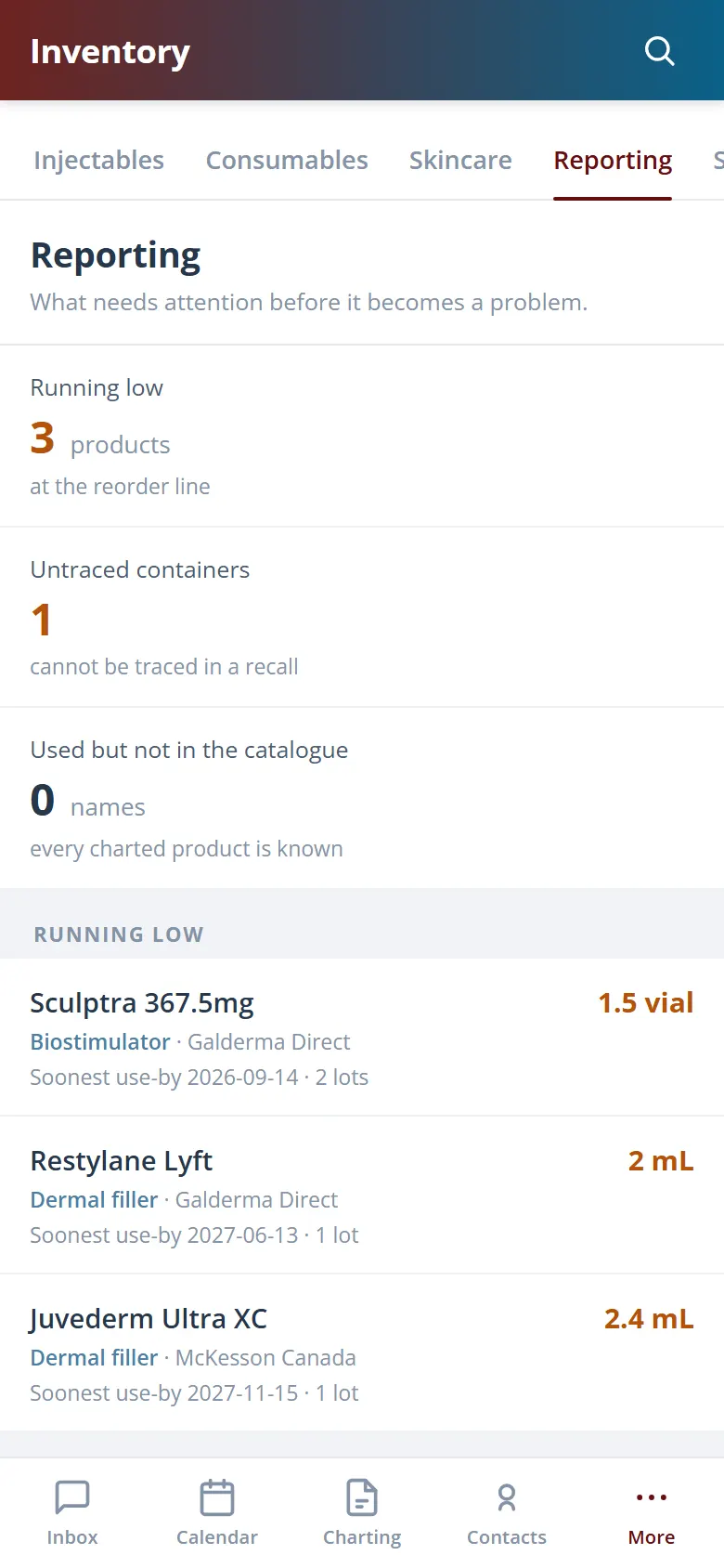 Health Hue Hub inventory on mobile