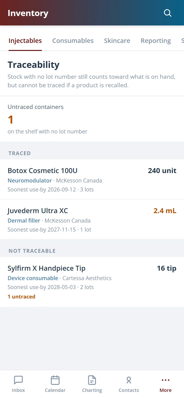 Health Hue Hub inventory on mobile