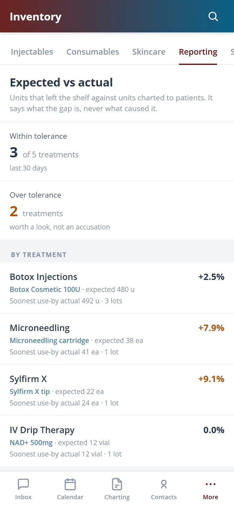 Health Hue Hub inventory on mobile